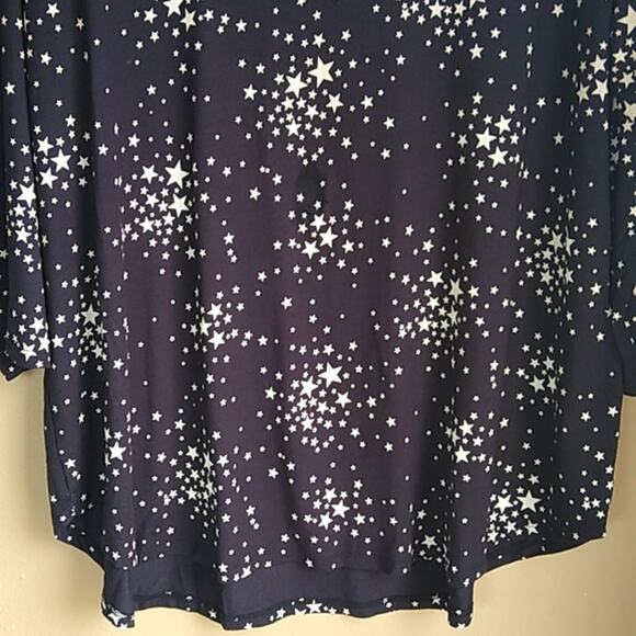 A.N.A. Basic Black White Stars Petite Plus Size XXL scoop neck top - Picture 3 of 7